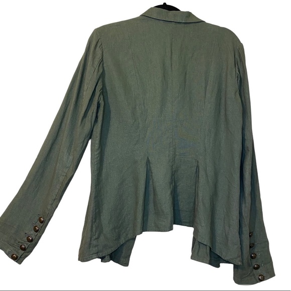 Free People Linen Blend Military Style Blazer Olive Green - Picture 8 of 10